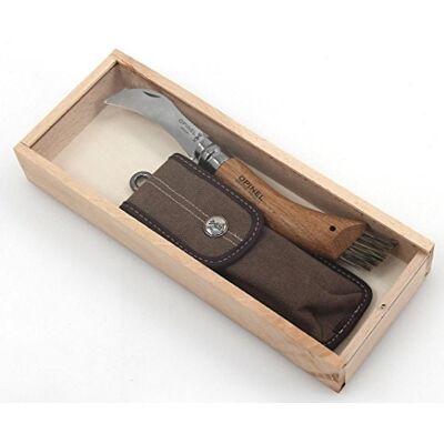OPINEL Couteau à champignons 254148 en acier inoxydable Sandvik, bois de chêne, poils de sanglier, étui en tissu, boîte en bois OPINEL Couteau à champignons 254148 en acier inoxydable Sandvik, bois de chêne, poils de sanglier, étui en tissu, boîte en bois