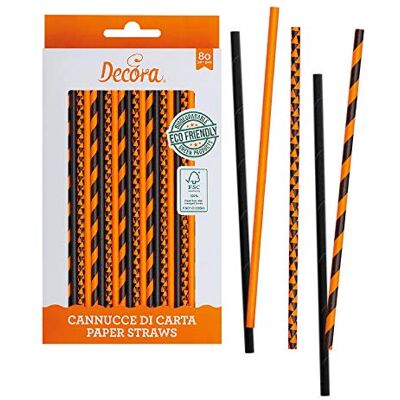 Decora 80 Orange et Noir 21 cm Ø6 mm Straws Decora 80 Orange et Noir 21 cm Ø6 mm Straws