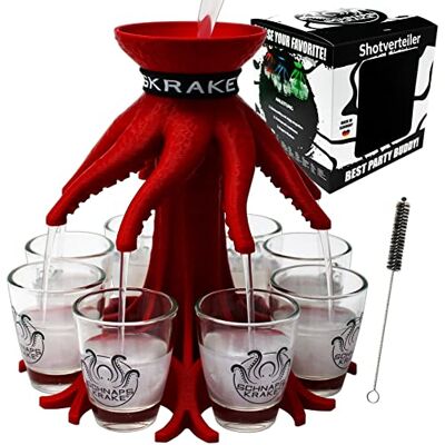 Schnapskrake L'original Distributeur de boissons pour 8 personnes Cadeau d'anniversaire de 30 ans Butler de bar Bec verseur (rouge métallisé, avec verres) Schnapskrake L'original Distributeur de boissons pour 8 personnes Cadeau d'anniversaire de 30 ans Butler de bar Bec verseur (rouge métallisé, avec verres)