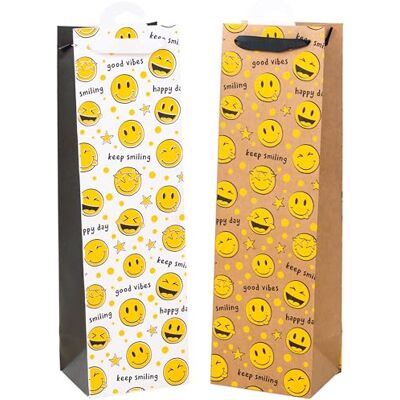Heku Lot de 4 sacs à bouteilles de qualité supérieure « Smile » 40 x 12 x 10 cm Finition exclusive en flocons de mousse Idéal pour le vin et les spiritueux Respectueux de l'environnement et Heku Lot de 4 sacs à bouteilles de qualité supérieure « Smile » 40 x 12 x 10 cm Finition exclusive en flocons de mousse Idéal pour le vin et les spiritueux Respectueux de l'environnement et