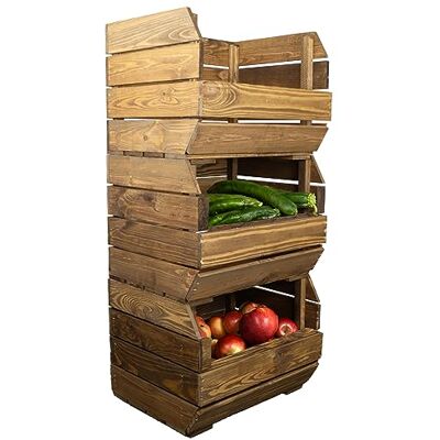Kistenkolli Altes Land Lot de 3 boîtes à pommes de terre 40 x 33 x 30 cm En bois de palissandre Kistenkolli Altes Land Lot de 3 boîtes à pommes de terre 40 x 33 x 30 cm En bois de palissandre