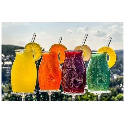 Topkapi Tiki Morita Lot de 13 verres à cocktail Morita et paille en verre 500 ml XL pour 6 personnes Topkapi Tiki Morita Lot de 13 verres à cocktail Morita et paille en verre 500 ml XL pour 6 personnes