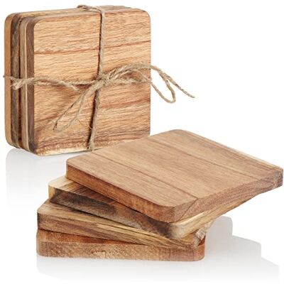 com-four Lot de 8 dessous de verre en bois Sous-verres pour tasses et verres Planche en bois pour bricolage Dessous de verre carrés pour boissons (8 pièces Marron) com-four Lot de 8 dessous de verre en bois Sous-verres pour tasses et verres Planche en bois pour bricolage Dessous de verre carrés pour boissons (8 pièces Marron)