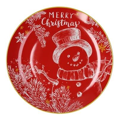 Tognana Snowman, Assiette panettone 31 cm, porcelaine, rouge Tognana Snowman, Assiette panettone 31 cm, porcelaine, rouge