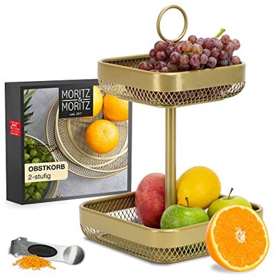 Moritz & Moritz Présentoir à gâteaux en métal doré – Bol à fruits moderne et panier pour fruits, légumes, pain – Vaisselle élégante pour cuisine et salle à manger Moritz & Moritz Présentoir à gâteaux en métal doré – Bol à fruits moderne et panier pour fruits, légumes, pain – Vaisselle élégante pour cuisine et salle à manger