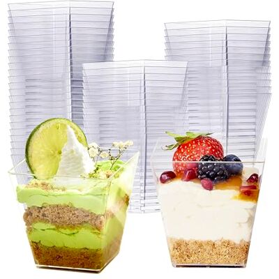 MATANA 48 Coupes à Dessert Carrés Transparents (225ml), Coupelles, Verrines pour Desserts, Apéritifs, Entrées, Tiramisus, Salade de Fruits, Buffets Solide & Réutilisable MATANA 48 Coupes à Dessert Carrés Transparents (225ml), Coupelles, Verrines pour Desserts, Apéritifs, Entrées, Tiramisus, Salade de Fruits, Buffets Solide & Réutilisable