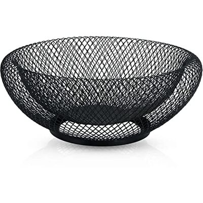 INTIRILIFE Bol Intérimlife à Fruits Rond en Métal Noir Décoratif à Double Paroi 1,5 L Moderne INTIRILIFE Bol Intérimlife à Fruits Rond en Métal Noir Décoratif à Double Paroi 1,5 L Moderne