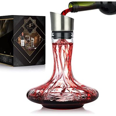 NEW PACIFIC YOUYAH Carafe à vin avec aérateur intégré, bec verseur et filtre, décanteur, décanteur, aérateur de vin, carafe à vin, cadeaux de vin, verre cristal 100 % soufflé à la bouche,Accessoires pour vin NEW PACIFIC YOUYAH Carafe à vin avec aérateur intégré, bec verseur et filtre, décanteur, décanteur, aérateur de vin, carafe à vin, cadeaux de vin, verre cristal 100 % soufflé à la bouche,Accessoires pour vin