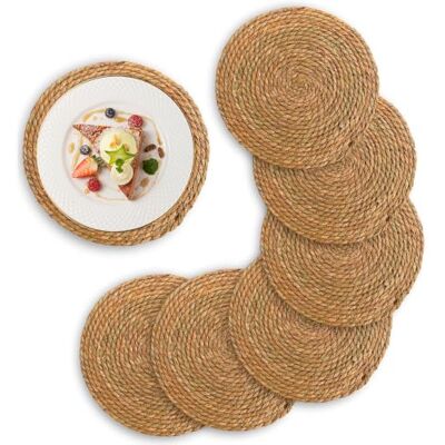 NKFBEV Lot de 6 Set de Table Jacinthe Ronds, 30cm Table Ronds Tressés Jacinthe d'eau, Lavable, Déco Bohème, Sets de Table Rond en Osier Naturel pour Table à Manger, Style Ferme, Fête, Mariage NKFBEV Lot de 6 Set de Table Jacinthe Ronds, 30cm Table Ronds Tressés Jacinthe d'eau, Lavable, Déco Bohème, Sets de Table Rond en Osier Naturel pour Table à Manger, Style Ferme, Fête, Mariage