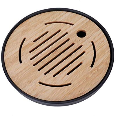 Raguso Plateau à thé en bambou Portable Rond Pour la réunion de la famille du thé de l'après-midi (20 cm) Raguso Plateau à thé en bambou Portable Rond Pour la réunion de la famille du thé de l'après-midi (20 cm)
