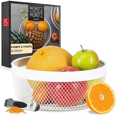 Moritz & Moritz Corbeille à fruits, en métal, blanche, 25 cm, moderne, pour cadeaux, fruits, légumes et pain Moritz & Moritz Corbeille à fruits, en métal, blanche, 25 cm, moderne, pour cadeaux, fruits, légumes et pain