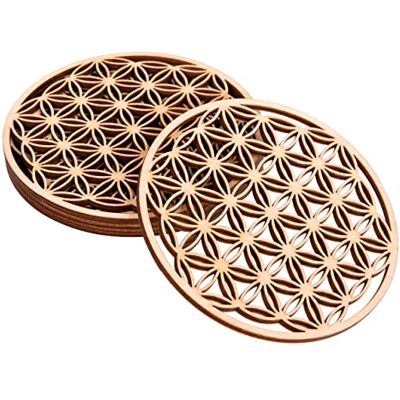 ProArts Fleur de Vie Dessous de Verre Sous Verre en Bois Set de 4 Pièces 10x10cm Fleur de Vie pour Purification et Méditation Symboles Spirituels ProArts Fleur de Vie Dessous de Verre Sous Verre en Bois Set de 4 Pièces 10x10cm Fleur de Vie pour Purification et Méditation Symboles Spirituels