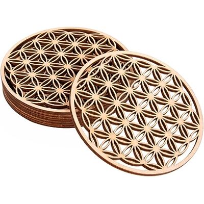 ProArts Fleur de Vie Dessous de Verre sous Verre en Bois Set de 6 Pièces 10x10cm Fleur de Vie pour Purification et Méditation Symboles Spirituels en Bois ProArts Fleur de Vie Dessous de Verre sous Verre en Bois Set de 6 Pièces 10x10cm Fleur de Vie pour Purification et Méditation Symboles Spirituels en Bois