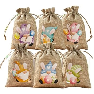 LSYHHXC Sacs à bonbons en toile de jute avec motif lapin pour Pâques, enfants, biscuits, goûter, décorations de fête (style 3) LSYHHXC Sacs à bonbons en toile de jute avec motif lapin pour Pâques, enfants, biscuits, goûter, décorations de fête (style 3)