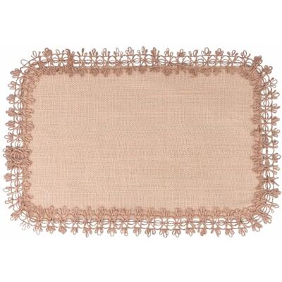 Tivoli Set de table rectangulaire beige 45 x 30 cm en jute, bordure brodée Tivoli Set de table rectangulaire beige 45 x 30 cm en jute, bordure brodée