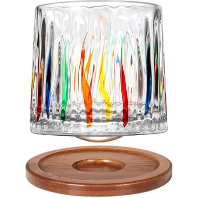 Uten UX1900 Verre à Whisky Rotatif Old Fashioned Cristal 275 ml Sous-verre en bois épais pour Rhum, Cocktails, Café, Lait Détendez-vous et Réduisez le Stress Uten UX1900 Verre à Whisky Rotatif Old Fashioned Cristal 275 ml Sous-verre en bois épais pour Rhum, Cocktails, Café, Lait Détendez-vous et Réduisez le Stress