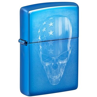 Zippo Briquet Tempête Motif Crâne Américain, Bleu Poli, Photo Image, Rechargeable, Réutilisable, Coupe-vent, Coffret Cadeau, Fabriqué Aux États-Unis Zippo Briquet Tempête Motif Crâne Américain, Bleu Poli, Photo Image, Rechargeable, Réutilisable, Coupe-vent, Coffret Cadeau, Fabriqué Aux États-Unis