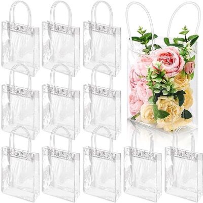 Aosmeol Lot de 24 sacs cadeaux en plastique transparent avec poignée Sacs cadeaux en PVC transparent avec poignée Réutilisables Pour fête, shopping, mariage (15 x 19,8 x 6,9 cm) Aosmeol Lot de 24 sacs cadeaux en plastique transparent avec poignée Sacs cadeaux en PVC transparent avec poignée Réutilisables Pour fête, shopping, mariage (15 x 19,8 x 6,9 cm)