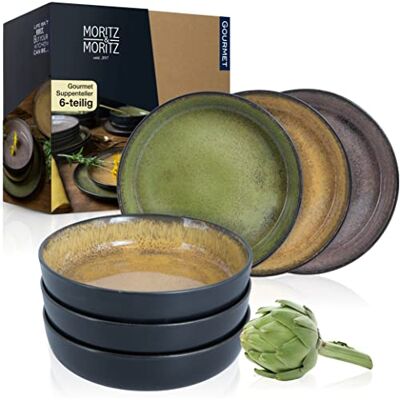 Moritz & Moritz VIDA Lot de 6 assiettes à soupe Jaune/vert/rose – Assiettes à soupe pour 6 personnes – Porcelaine passe au lave-vaisselle et au micro-ondes Moritz & Moritz VIDA Lot de 6 assiettes à soupe Jaune/vert/rose – Assiettes à soupe pour 6 personnes – Porcelaine passe au lave-vaisselle et au micro-ondes