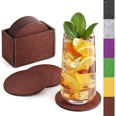 Sidorenko Lot de 10 dessous de verre ronds en feutre Avec boîte Pour boissons, tasses, bar, verre Qualité supérieure Sidorenko Lot de 10 dessous de verre ronds en feutre Avec boîte Pour boissons, tasses, bar, verre Qualité supérieure