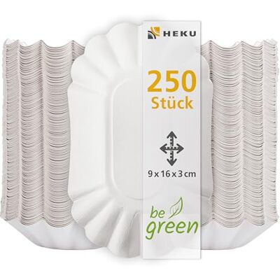 Heku Lot de 250 bols en carton, 9 x 16 x 3 cm Heku Lot de 250 bols en carton, 9 x 16 x 3 cm