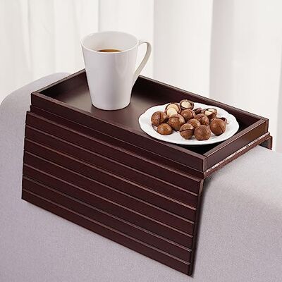 GEHE Plateau de Canapé Pliable Accoudoir de Canapé en Bois Table d'accoudoir pour Télécommande, Snacks, Boissons, 47 x 34 cm (Brun Rougeâtre) GEHE Plateau de Canapé Pliable Accoudoir de Canapé en Bois Table d'accoudoir pour Télécommande, Snacks, Boissons, 47 x 34 cm (Brun Rougeâtre)
