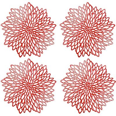 Spldsun 4 Pièces Napperon de Table Noir, Set Rond Évidé, Tapis en Plastique, Isolation Thermique des Assiettes Spldsun 4 Pièces Napperon de Table Noir, Set Rond Évidé, Tapis en Plastique, Isolation Thermique des Assiettes