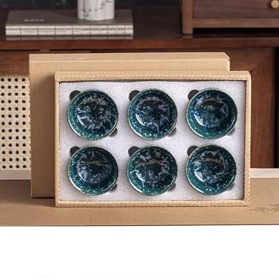 Generic Lot de 6 tasses à thé en céramique avec effet glaçage unique, tasses de dégustation style Jianzhan, cadeau pour les amateurs de thé (lot de 6) Generic Lot de 6 tasses à thé en céramique avec effet glaçage unique, tasses de dégustation style Jianzhan, cadeau pour les amateurs de thé (lot de 6)
