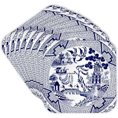 3dRose CST_262242_2 Lot de 8 sous-verres Motif saule Bleu/blanc 3dRose CST_262242_2 Lot de 8 sous-verres Motif saule Bleu/blanc
