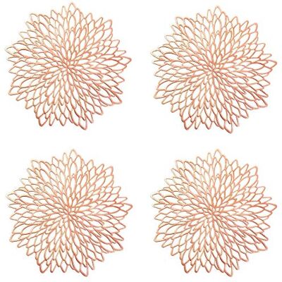 Spldsun Lot de 4 sets de table métalliques creux ronds pressés pour isolation des assiettes plates, décoration de table Spldsun Lot de 4 sets de table métalliques creux ronds pressés pour isolation des assiettes plates, décoration de table