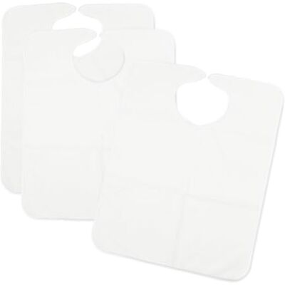 Ti TIN Lot de 3 bavoirs imperméables pour adulte avec fermeture automatique Absorbants et respirants 50 x 60 cm en tissu éponge blanc avec doublure en vinyle, lavables et durables Ti TIN Lot de 3 bavoirs imperméables pour adulte avec fermeture automatique Absorbants et respirants 50 x 60 cm en tissu éponge blanc avec doublure en vinyle, lavables et durables