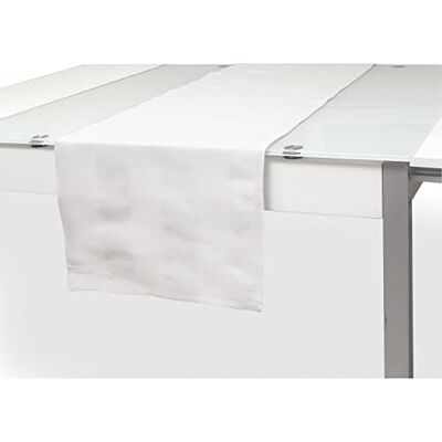 Soleil d'ocre Chemin de table LYAM Blanc, Coton, 40 x 140 cm Soleil d'ocre Chemin de table LYAM Blanc, Coton, 40 x 140 cm