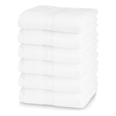 ZOLLNER Lot de 6 serviettes de toilette de 50 x 100 cm – Serviettes en coton particulièrement douces et absorbantes en blanc – Avec crochet de suspension pratique – Lavable jusqu'à 95 °C – Coton ZOLLNER Lot de 6 serviettes de toilette de 50 x 100 cm – Serviettes en coton particulièrement douces et absorbantes en blanc – Avec crochet de suspension pratique – Lavable jusqu'à 95 °C – Coton