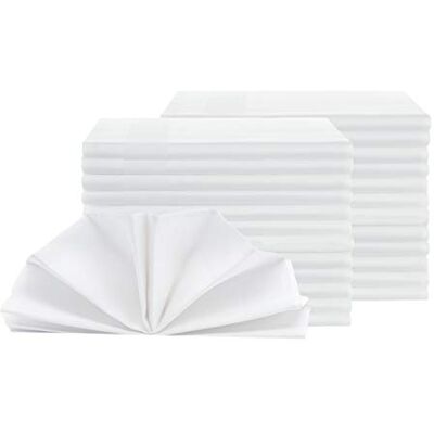 ZOLLNER Lot de 25 serviettes en tissu damassé, 50 x 50 cm, avec bords en atlas, blanc ZOLLNER Lot de 25 serviettes en tissu damassé, 50 x 50 cm, avec bords en atlas, blanc