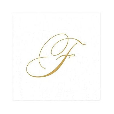 Caspari 2900CG,F Cocktail Initiale F Paquet de 30 Serviettes en Papier/Tissu Or/Blanc Perle 12,5 x 12,5 x 0,02 cm Caspari 2900CG,F Cocktail Initiale F Paquet de 30 Serviettes en Papier/Tissu Or/Blanc Perle 12,5 x 12,5 x 0,02 cm