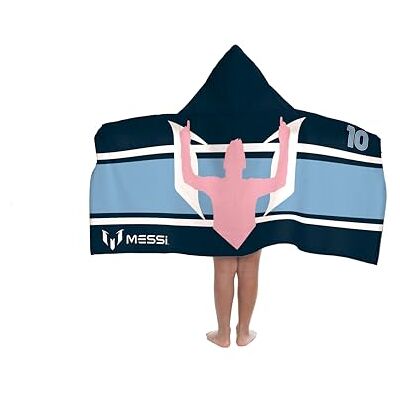 Jay Franco Messi Serviette à capuche numéro 10 56 x 56 cm Super douce Pour la plage, la piscine et les voyages Produit sous licence officielle Bleu Jay Franco Messi Serviette à capuche numéro 10 56 x 56 cm Super douce Pour la plage, la piscine et les voyages Produit sous licence officielle Bleu