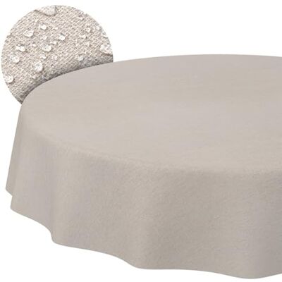 ANRO Nappe de table en tissu 70% coton, 30% polyester, jacquard damassé, ornement uni, lavable, beige, gris, linge de table Ø 170 cm ANRO Nappe de table en tissu 70% coton, 30% polyester, jacquard damassé, ornement uni, lavable, beige, gris, linge de table Ø 170 cm