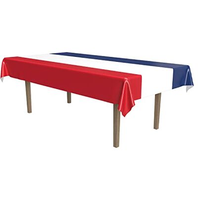 Beistle Lot de 2 nappes rectangulaires en plastique pour table du 4 juillet, décoration de fête de l'indépendance, 137,2 x 274,3 cm, rouge/blanc/bleu Beistle Lot de 2 nappes rectangulaires en plastique pour table du 4 juillet, décoration de fête de l'indépendance, 137,2 x 274,3 cm, rouge/blanc/bleu