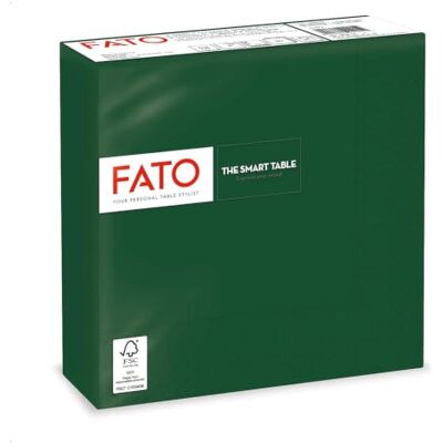 FATO , serviettes en papier jetables, idéales pour les déjeuners informels et les buffets, paquet de 50 serviettes, format 33x33, pliées en 4, 2 plis, vert forêt, 100% pur papier cellulosique FATO , serviettes en papier jetables, idéales pour les déjeuners informels et les buffets, paquet de 50 serviettes, format 33x33, pliées en 4, 2 plis, vert forêt, 100% pur papier cellulosique