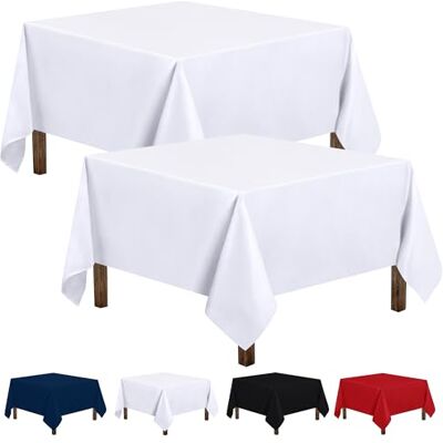 Utopia Kitchen Vierkant Tafelkleed 2 Pak 178 x 178cm Machinewasbaar, Perfect voor Feestjes, Bruiloften en Festivals Wit Utopia Kitchen Vierkant Tafelkleed 2 Pak 178 x 178cm Machinewasbaar, Perfect voor Feestjes, Bruiloften en Festivals Wit