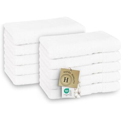 ZOLLNER Lot de 10 serviettes d'invité de 30 x 50 cm Serviettes particulièrement douces et absorbantes en blanc Avec crochet de suspension pratique Lavable jusqu'à 95 °C Coton Qualité ZOLLNER Lot de 10 serviettes d'invité de 30 x 50 cm Serviettes particulièrement douces et absorbantes en blanc Avec crochet de suspension pratique Lavable jusqu'à 95 °C Coton Qualité