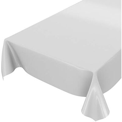 ANRO Nappe en toile cirée lavable, uni, brillant, Toile cirée, gris clair, Schnittkante 240 x 140cm ANRO Nappe en toile cirée lavable, uni, brillant, Toile cirée, gris clair, Schnittkante 240 x 140cm