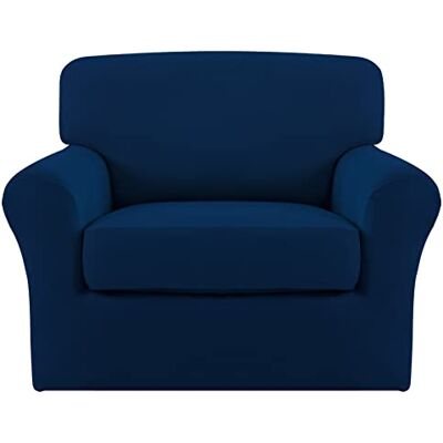 Easy-Going Lot de 2 housses de chaise en microfibre extensible – Spandex doux et ajusté – Housse de canapé lavable avec élastique en bas pour enfants, animaux domestiques, bleu marine Easy-Going Lot de 2 housses de chaise en microfibre extensible – Spandex doux et ajusté – Housse de canapé lavable avec élastique en bas pour enfants, animaux domestiques, bleu marine