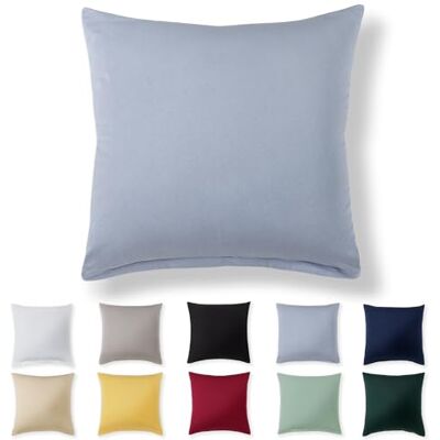 Alreya Housse de coussin de 40 x 40 cm Bleu clair 100 % jersey de coton Housse de coussin de 40 x 40 cm Super douce 40 x 40 cm Avec fermeture éclair Alreya Housse de coussin de 40 x 40 cm Bleu clair 100 % jersey de coton Housse de coussin de 40 x 40 cm Super douce 40 x 40 cm Avec fermeture éclair