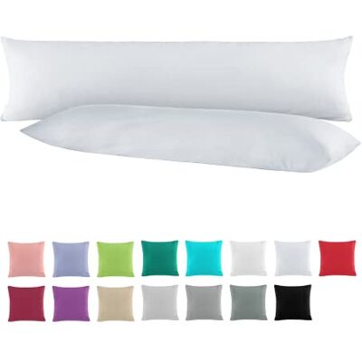 BaSaTex Lot de 2 housses de coussin de positionnement latéral en coton renforcé, 40 x 145 cm, 100 % coton, argentées, gris clair BaSaTex Lot de 2 housses de coussin de positionnement latéral en coton renforcé, 40 x 145 cm, 100 % coton, argentées, gris clair