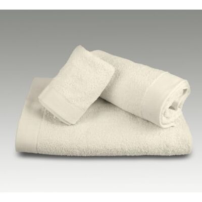 Blanco Lot de 3 serviettes de bain 100% éponge coton avec bordure jacquard Beige 30 x 50 cm Blanco Lot de 3 serviettes de bain 100% éponge coton avec bordure jacquard Beige 30 x 50 cm
