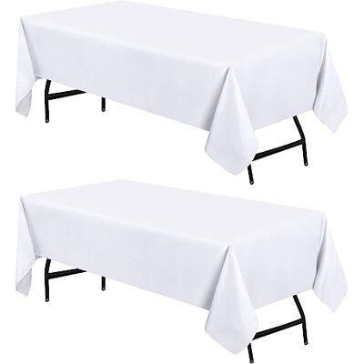 Utopia Kitchen Rechthoekige Tafelkleed 2 Pak 140 x 240cm Machinewasbaar, Perfect voor Feestjes, Bruiloften en Festivals Wit Utopia Kitchen Rechthoekige Tafelkleed 2 Pak 140 x 240cm Machinewasbaar, Perfect voor Feestjes, Bruiloften en Festivals Wit