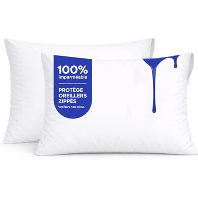 Twinzen Protege Oreiller 50x70 cm, Lot de 2 Protège Oreiller 50x70 Imperméables – Lavables à 90°C – Anti-Acariens, Oeko-Tex, Pour Peaux Sensibles Twinzen Protege Oreiller 50x70 cm, Lot de 2 Protège Oreiller 50x70 Imperméables – Lavables à 90°C – Anti-Acariens, Oeko-Tex, Pour Peaux Sensibles