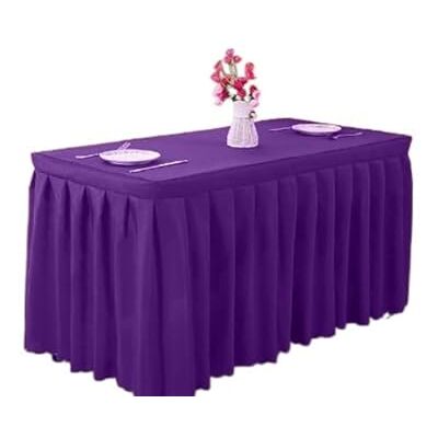 DVMSIEF Jupe de table en polyester, nappe rectangulaire, salle de conférence, table d'exposition, pour mariage, fête, décoration d'hôtel (violet, 180 x 40 x 75 cm (L x l x H) DVMSIEF Jupe de table en polyester, nappe rectangulaire, salle de conférence, table d'exposition, pour mariage, fête, décoration d'hôtel (violet, 180 x 40 x 75 cm (L x l x H)