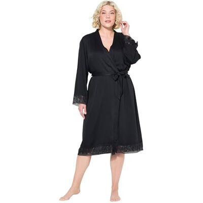 Ulla Popken Morgenmantel, Spitze, Bindegürtel, Langarm peignoir Femme Ulla Popken Morgenmantel, Spitze, Bindegürtel, Langarm peignoir Femme